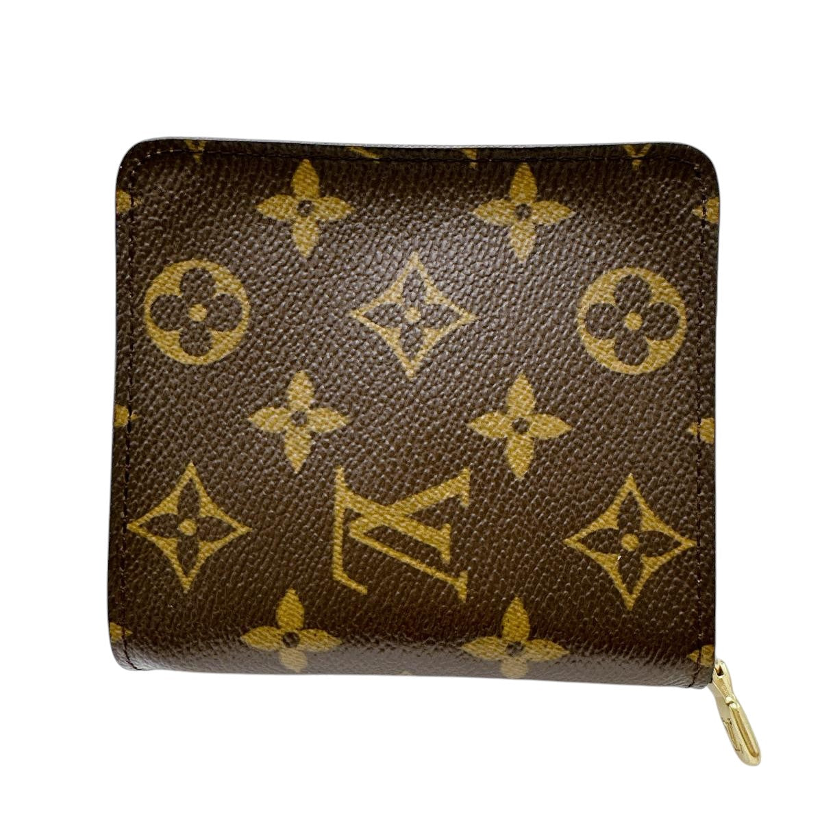 Louis Vuitton Bifold M61667 pocket zipper Compact Monogram Canvas Brown Wallet Case