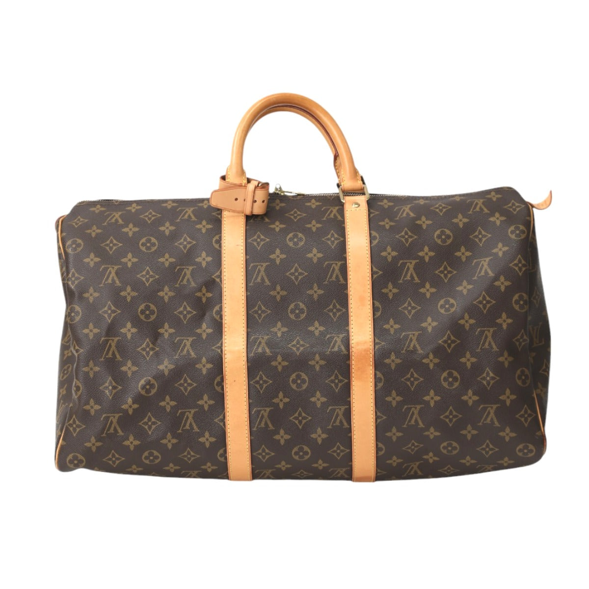 Louis Vuitton Boston Duffel M41426 Discontinued Keepall Monogram Canvas Brown Travel Bag