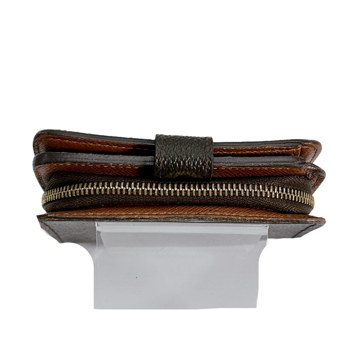 Louis Vuitton Bifold M61667 pocket zipper Compact Monogram Canvas Brown Wallet Case 0