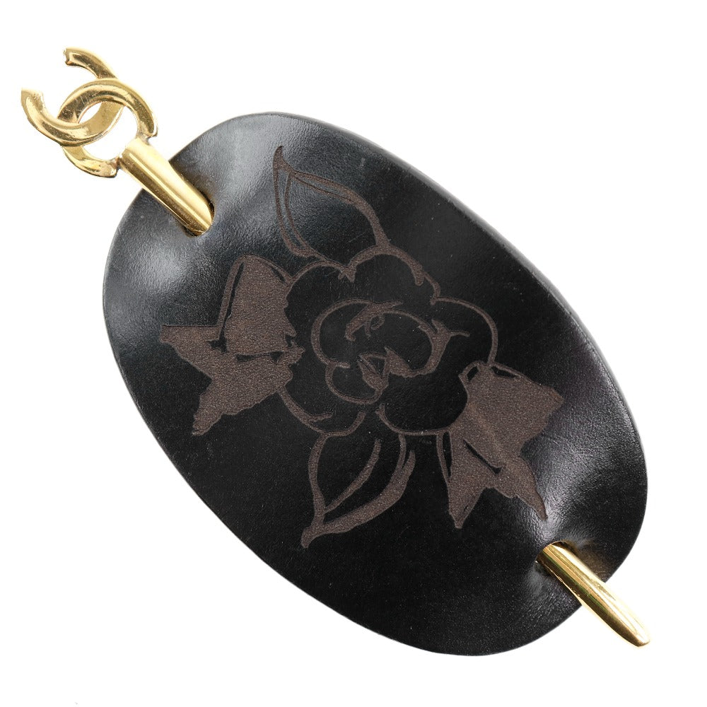 CHANEL Hair decoration leather black Women  