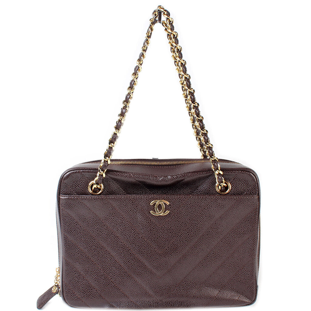 Chanel CC Chevron Pocket Camera Caviar 6M Handbag