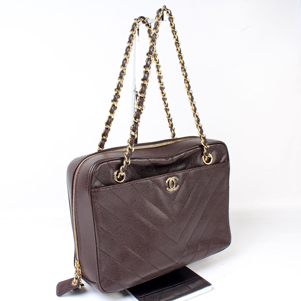 Chanel CC Chevron Pocket Camera Caviar 6M Handbag