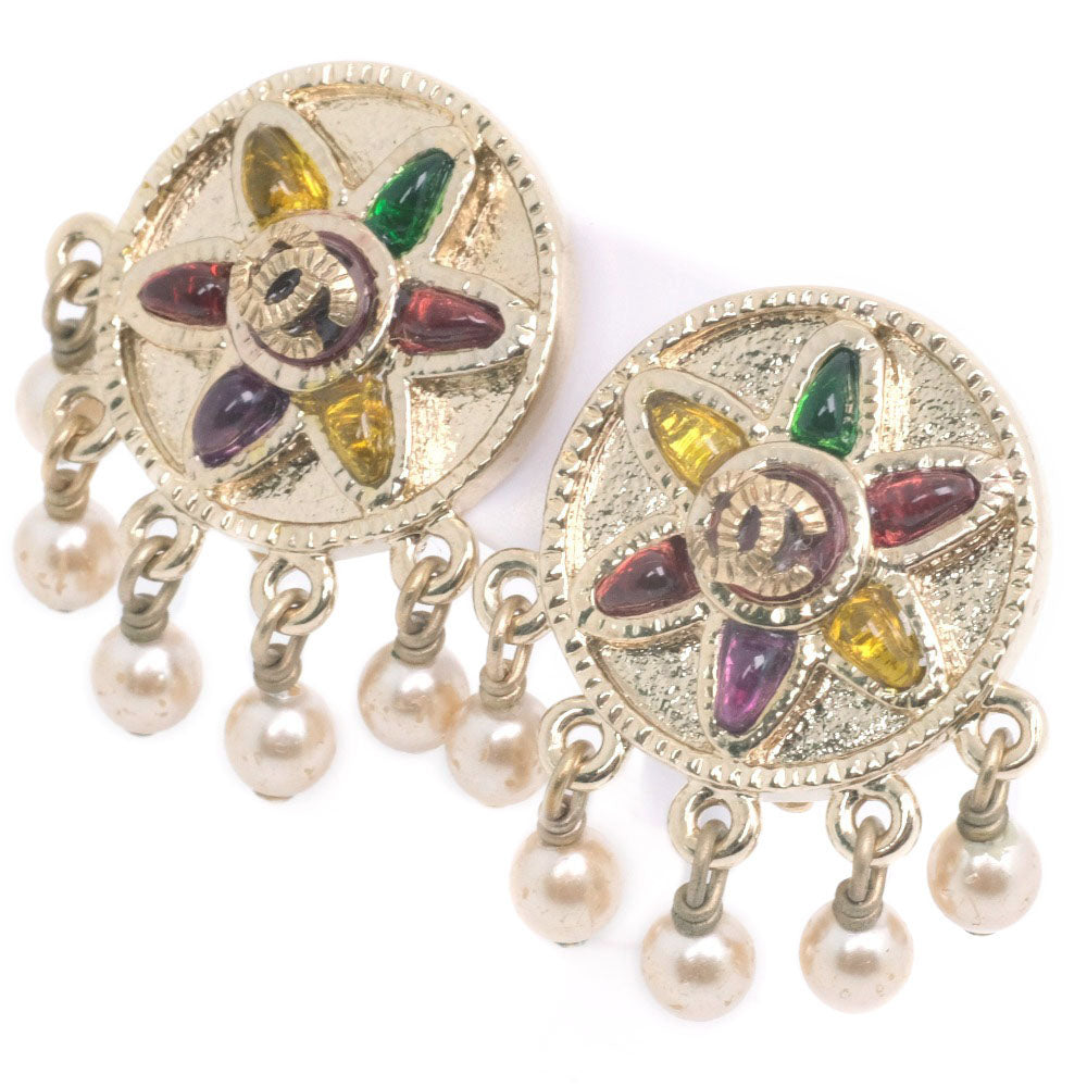 CHANEL Earring Fake pearl gold COCO Mark Women  