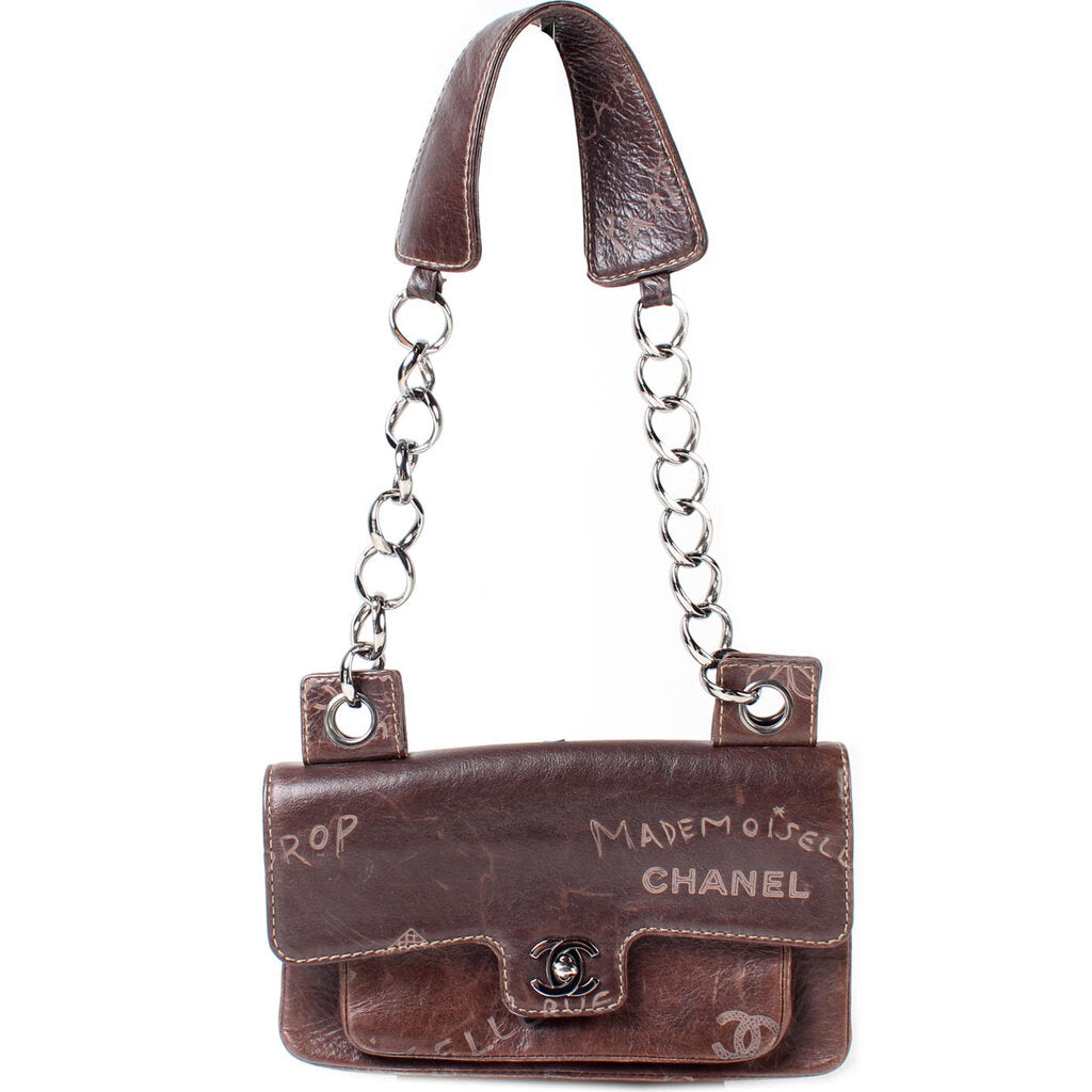 Chanel Classic Graffiti Embellished Flap 8M Leather Handbag