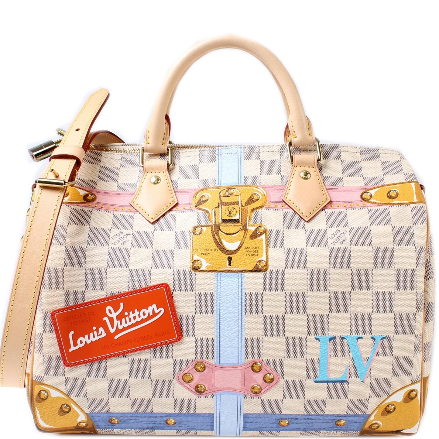 Louis Vuitton Speedy 30 Summer Trunks Bandouliere Azur Damier Handbag