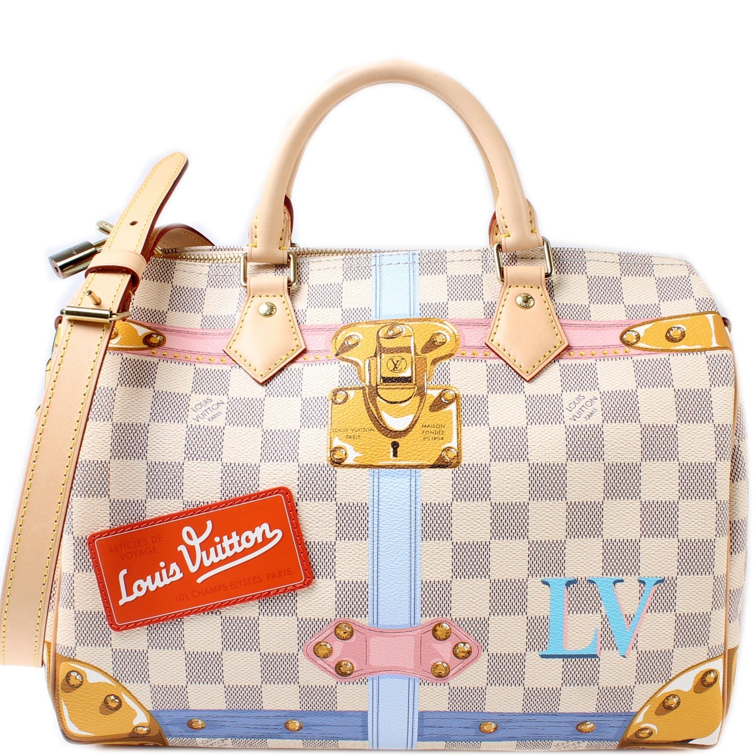 Louis Vuitton Speedy 30 Summer Trunks Bandouliere Azur Damier Handbag