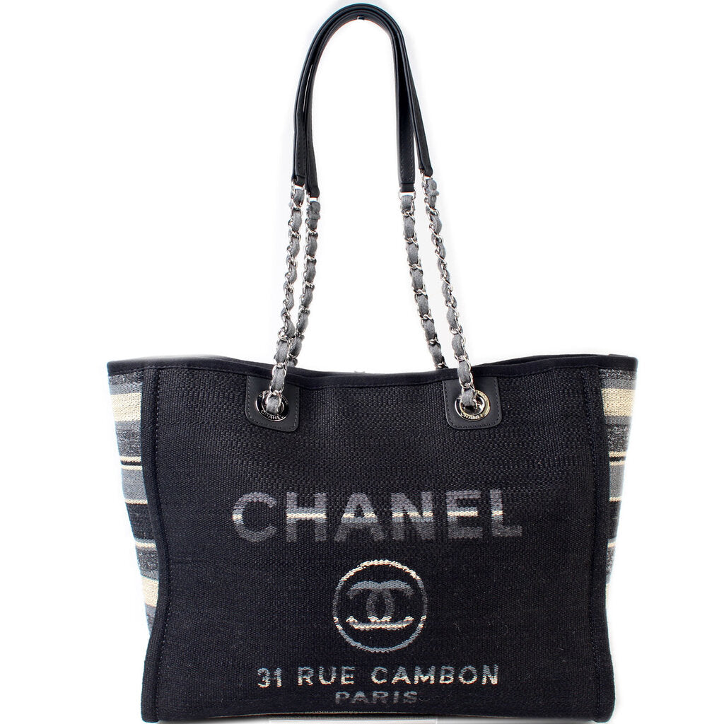 Chanel Deauville 26M Small Canvas Tote Bag