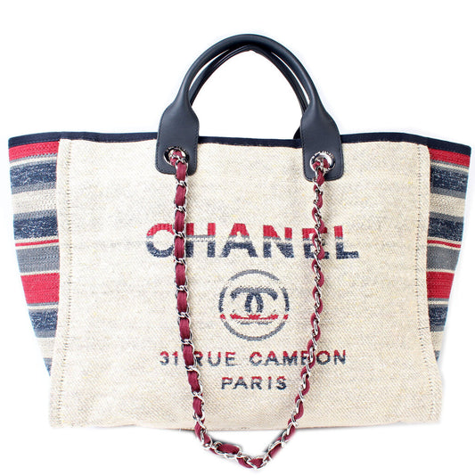 Chanel Deauville Canvas Tote Bag Tote Large