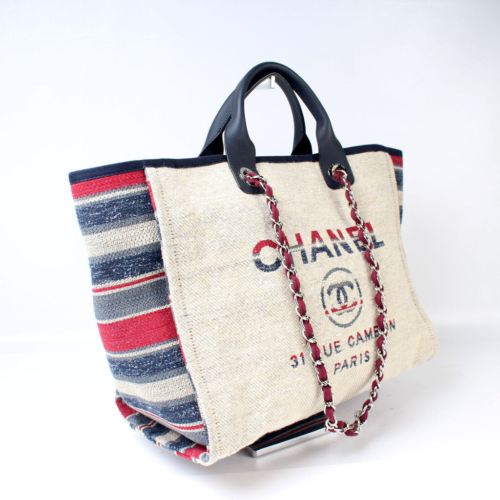 Chanel Deauville Canvas Tote Bag Tote Large