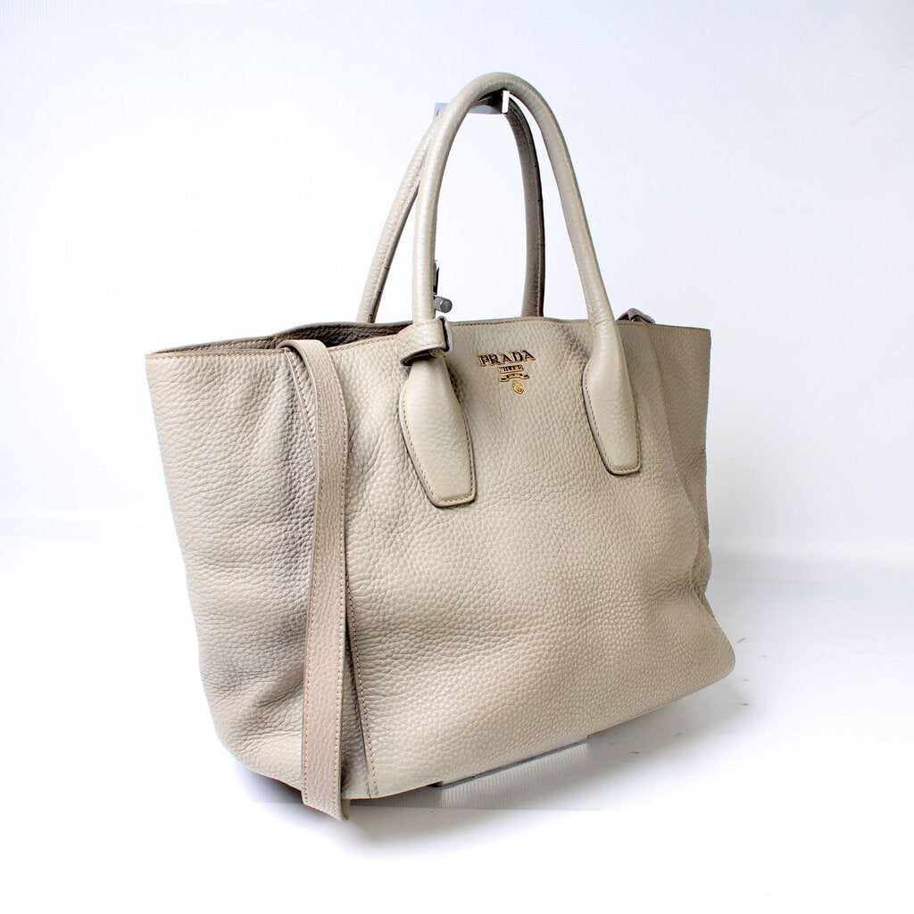 Prada Pebbled Tote Bag Leather