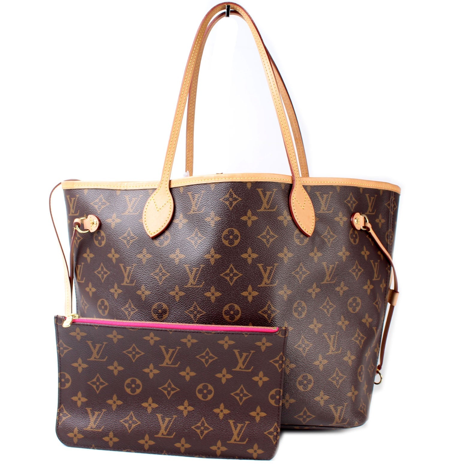 Louis Vuitton Neverfull MM Monogram Tote Bag With Pouch