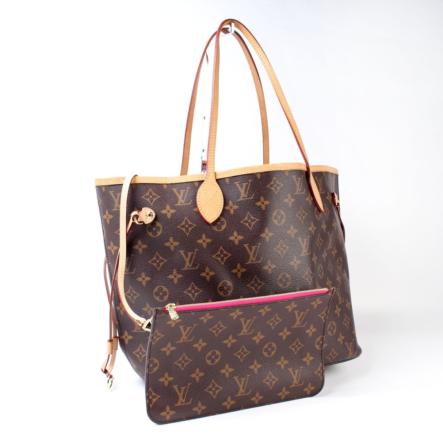 Louis Vuitton Neverfull MM Monogram Tote Bag With Pouch
