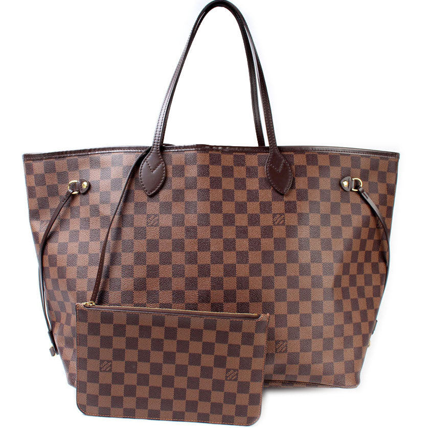 Louis Vuitton Neverfull GM W Pochette Ebene Damier Tote Bag