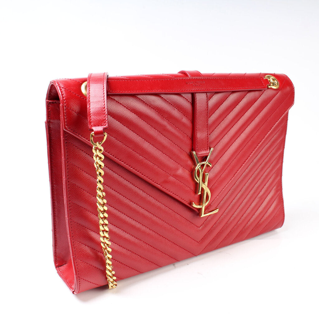 YSL Saint Laurent Monogramme Chevron Satchel Bag