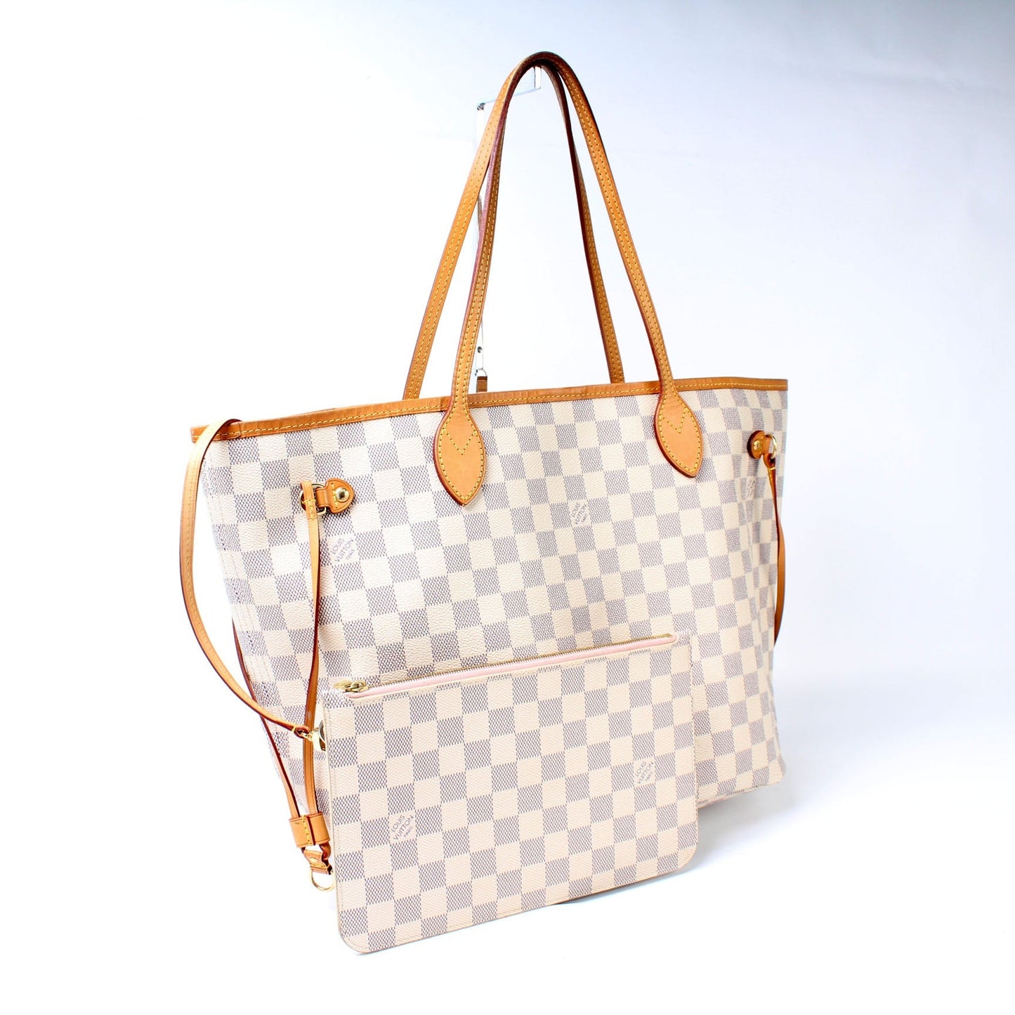 Louis Vuitton Neverfull MM W Pochette Azur Damier Tote Bag