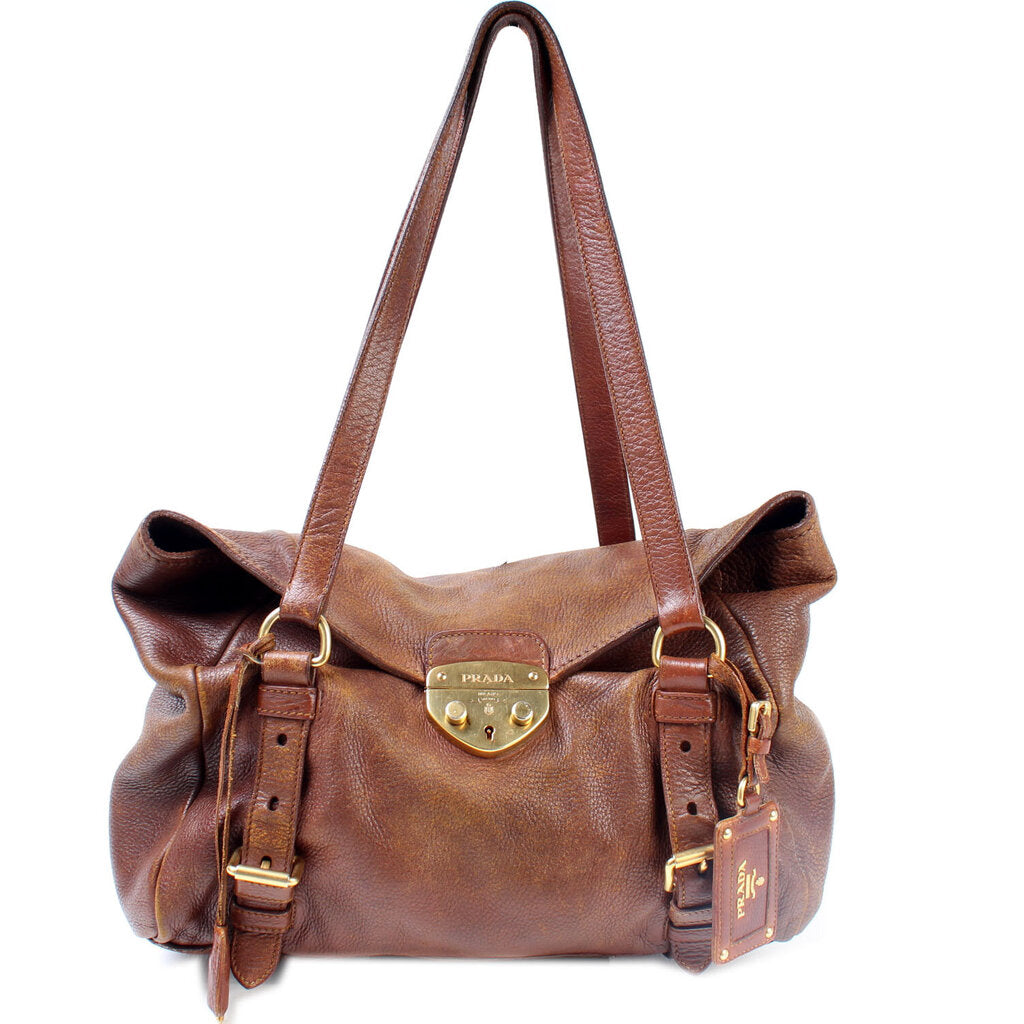 Prada Cervo Antik Easy Bag Flap Travel Bag