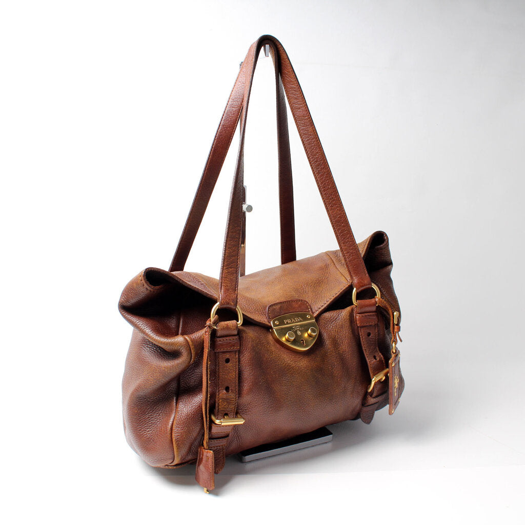 Prada Cervo Antik Easy Bag Flap Travel Bag