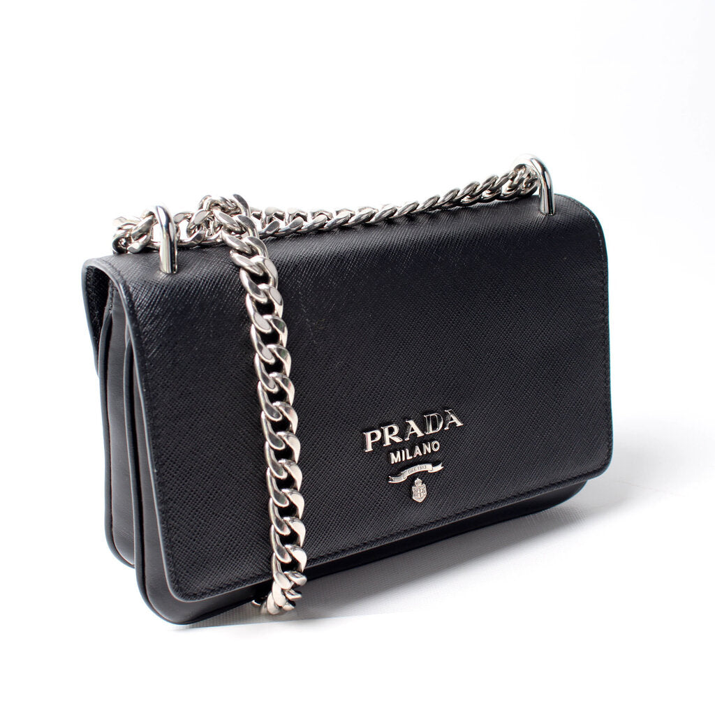 Prada Saffiano Calf Bag Flap Travel Bag