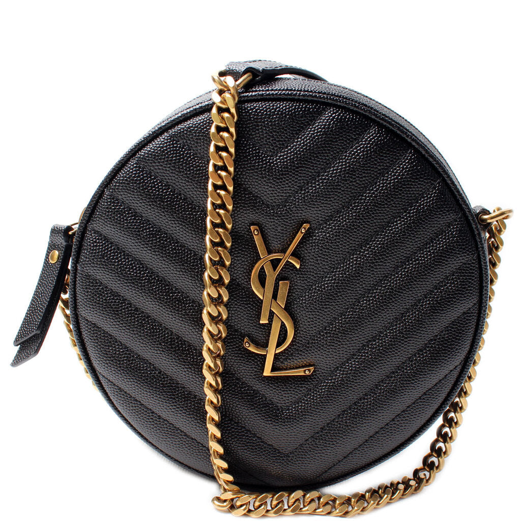 YSL Saint Laurent Vinyle Round Camera Grain Bag Travel Bag