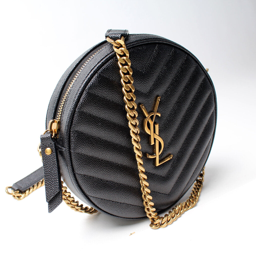 YSL Saint Laurent Vinyle Round Camera Grain Bag Travel Bag