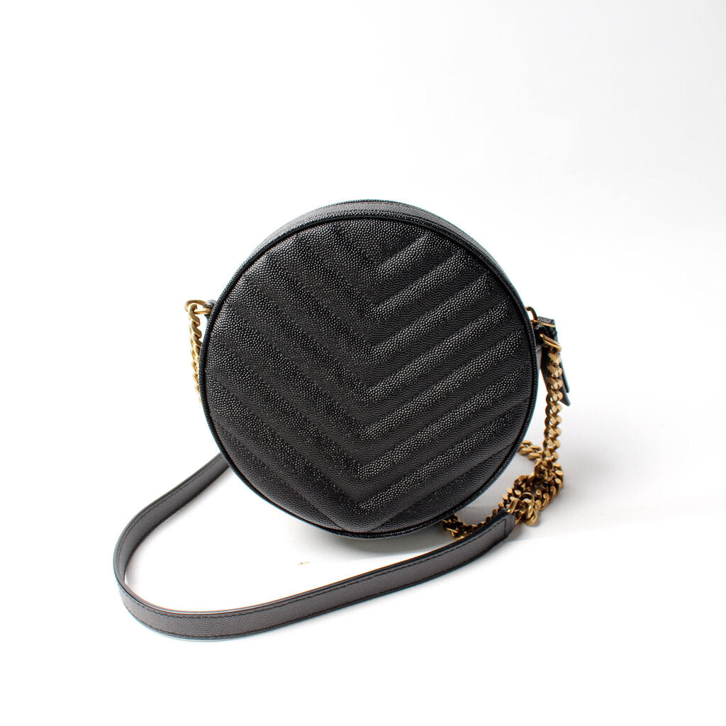YSL Saint Laurent Vinyle Round Camera Grain Bag Travel Bag