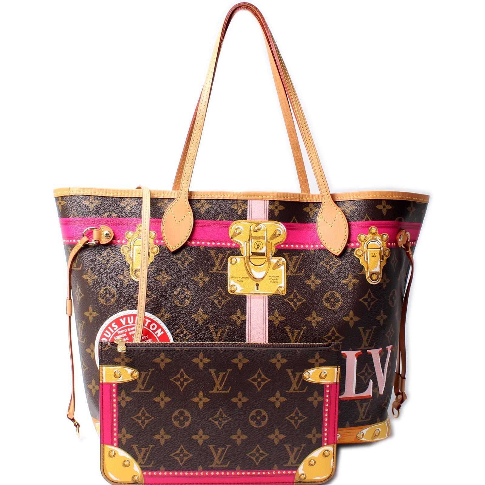 Louis Vuitton Neverfull MM W Summer Trunks Monogram Wallet Case