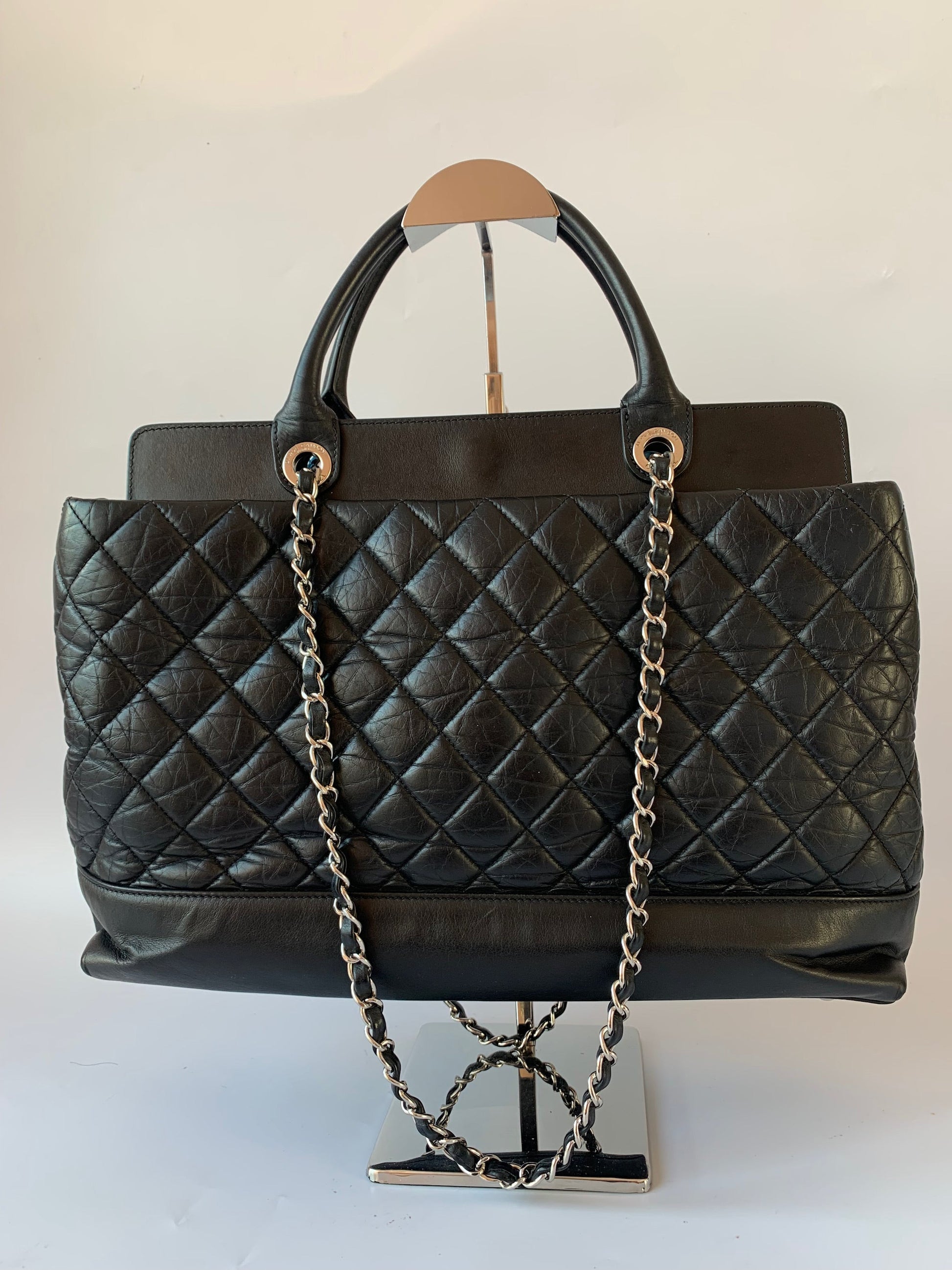 Chanel Portobello Shopping Handle CC Lined Quilted Black Tote Bag