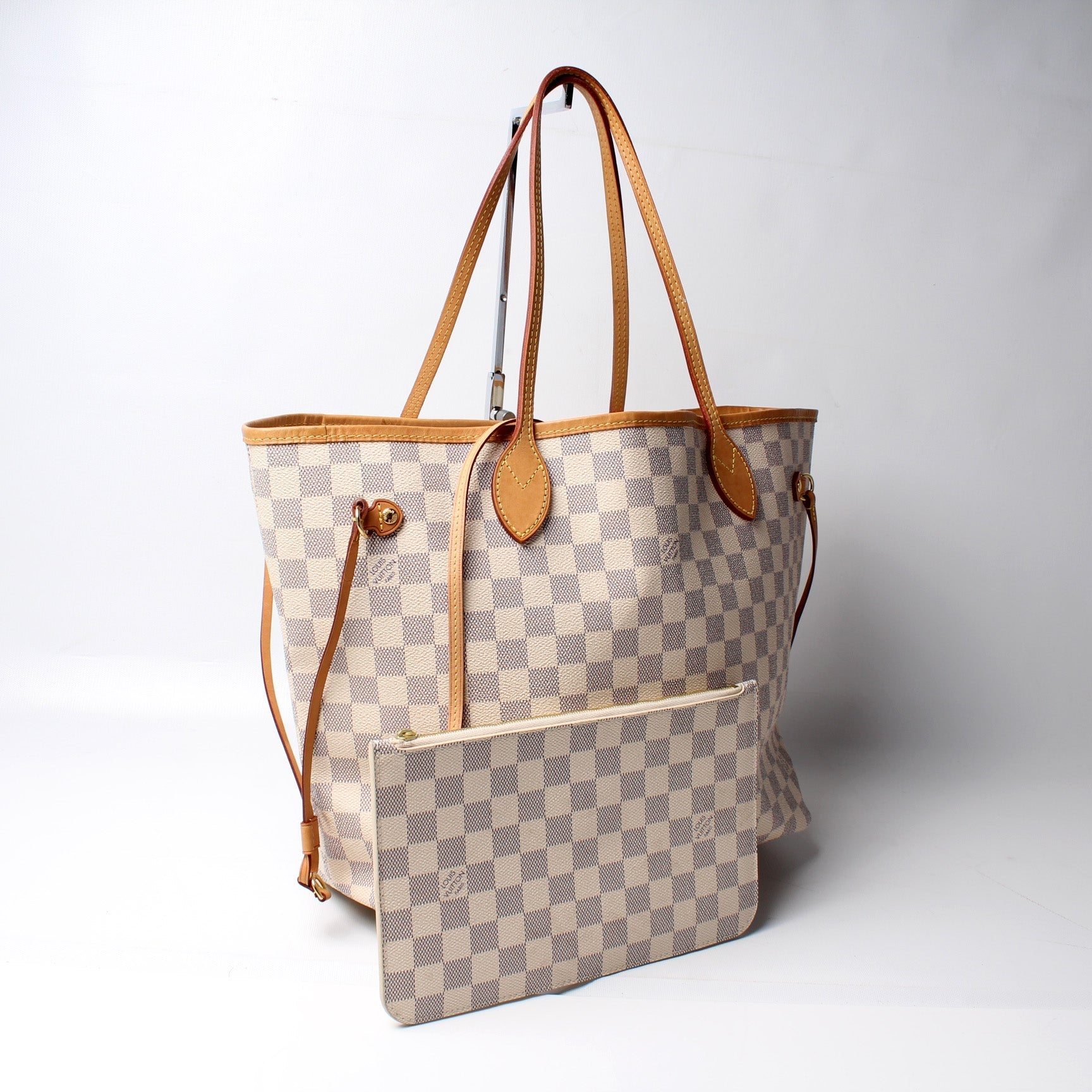 Louis Vuitton Neverfull MM W Pochette Azur Damier Tote Bag Azur 3