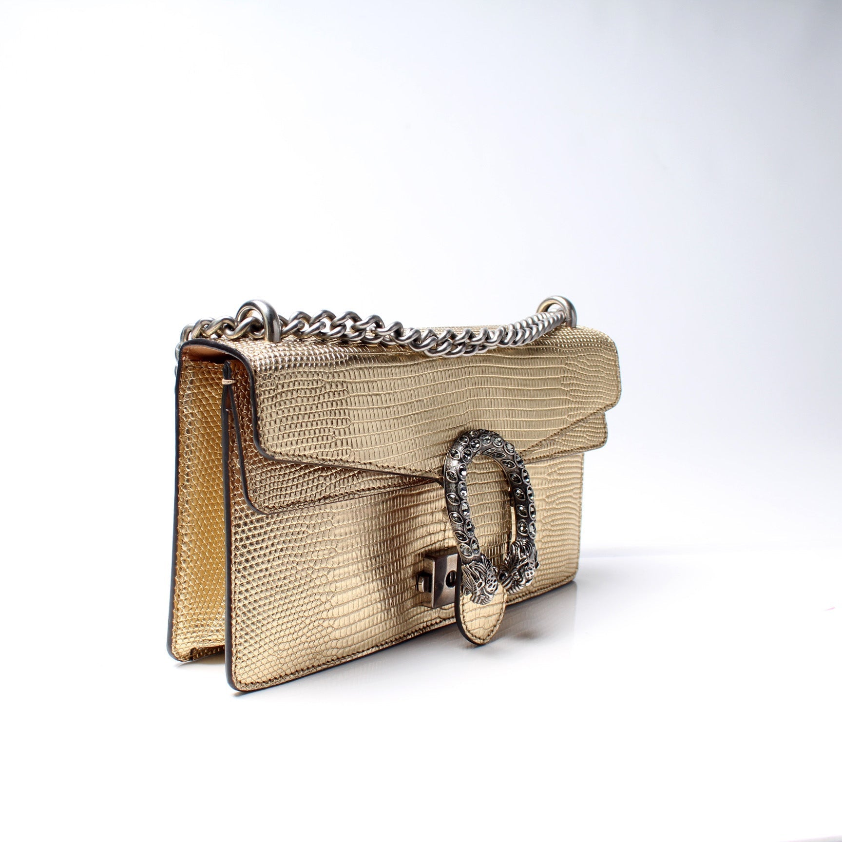 Gucci Dionysus Lizard Embossed Leather Travel Bag