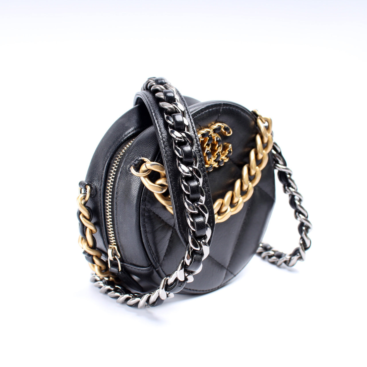 Chanel 19 Round W Lambskin 30M Clutch Bag