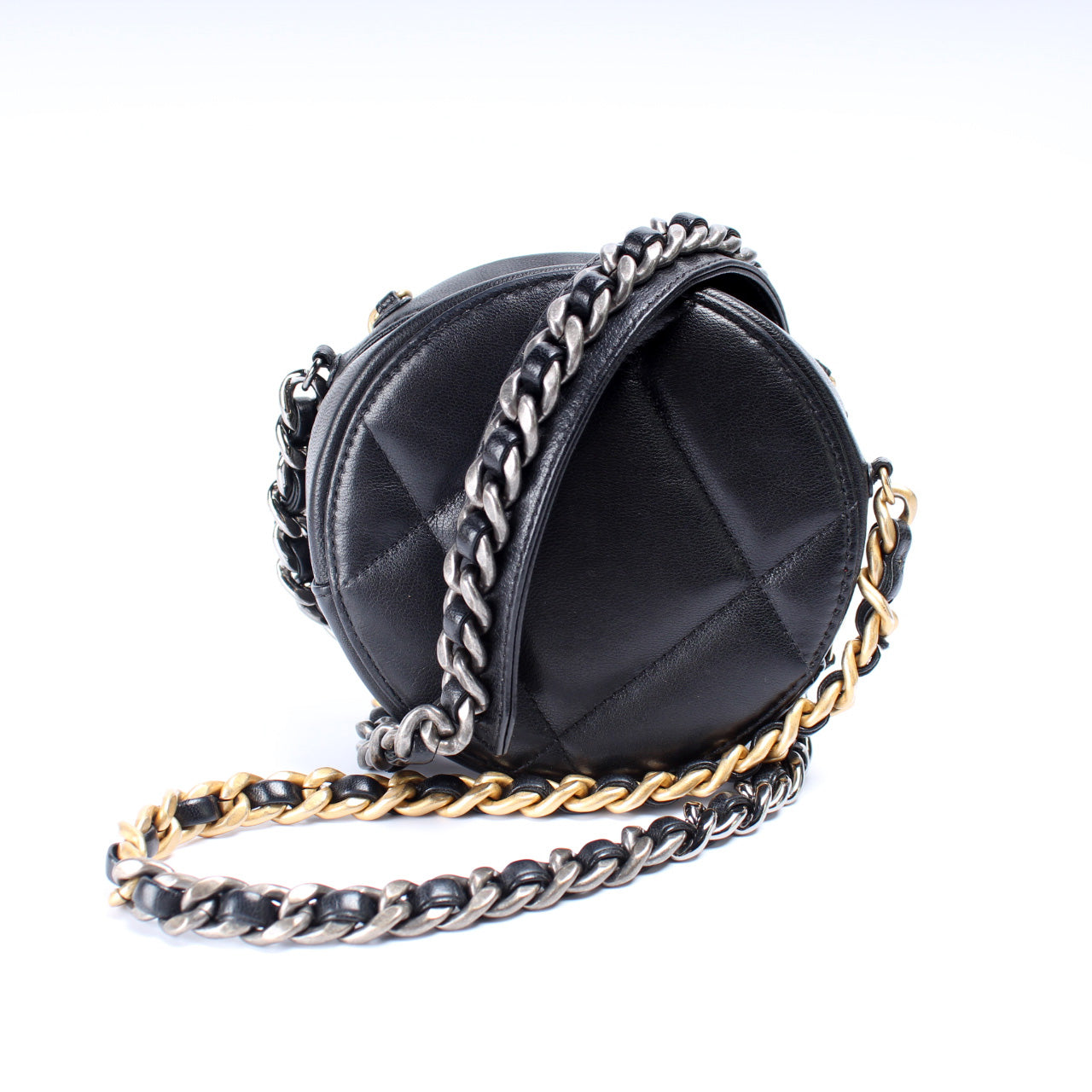 Chanel 19 Round W Lambskin 30M Clutch Bag