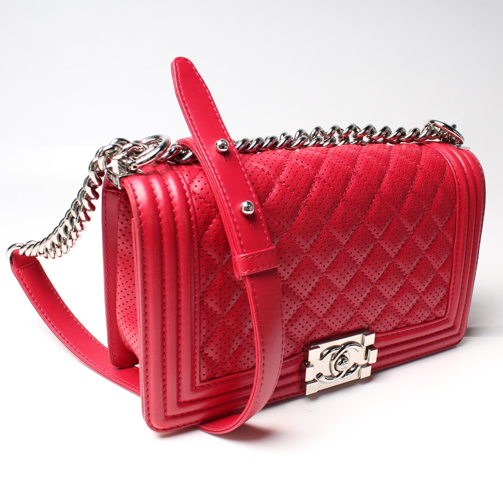 Chanel Boy Flap Old Perforated Calfskin 19M Handbag