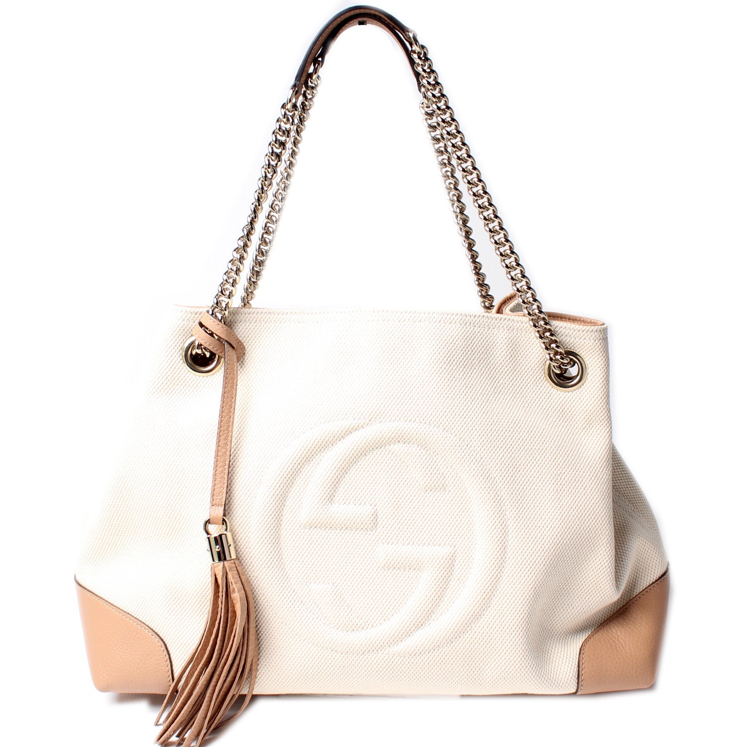 Gucci Linen Canvas Medium Shoulder Bag