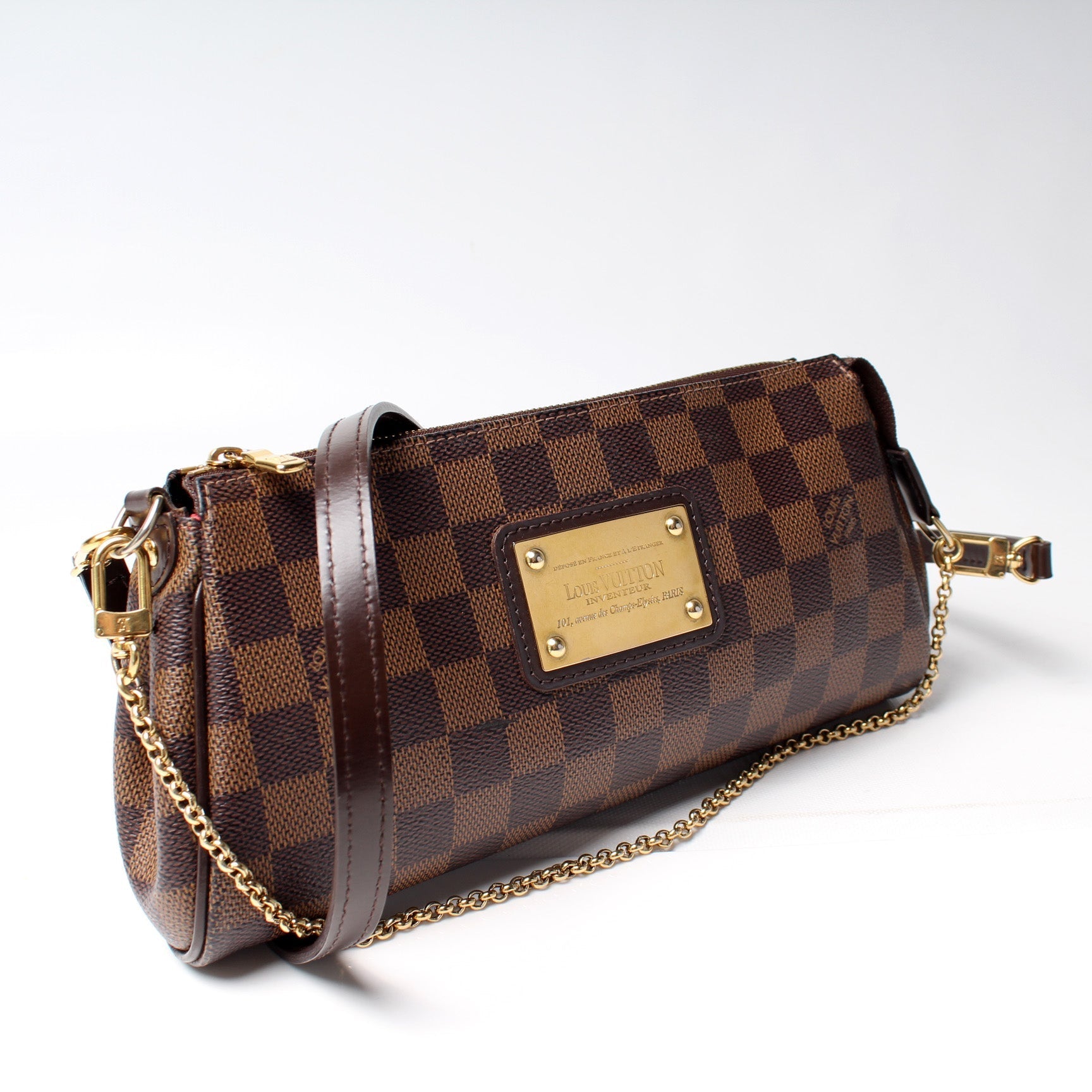 Louis Vuitton Eva Ebene Damier Clutch Bag Ebene 21
