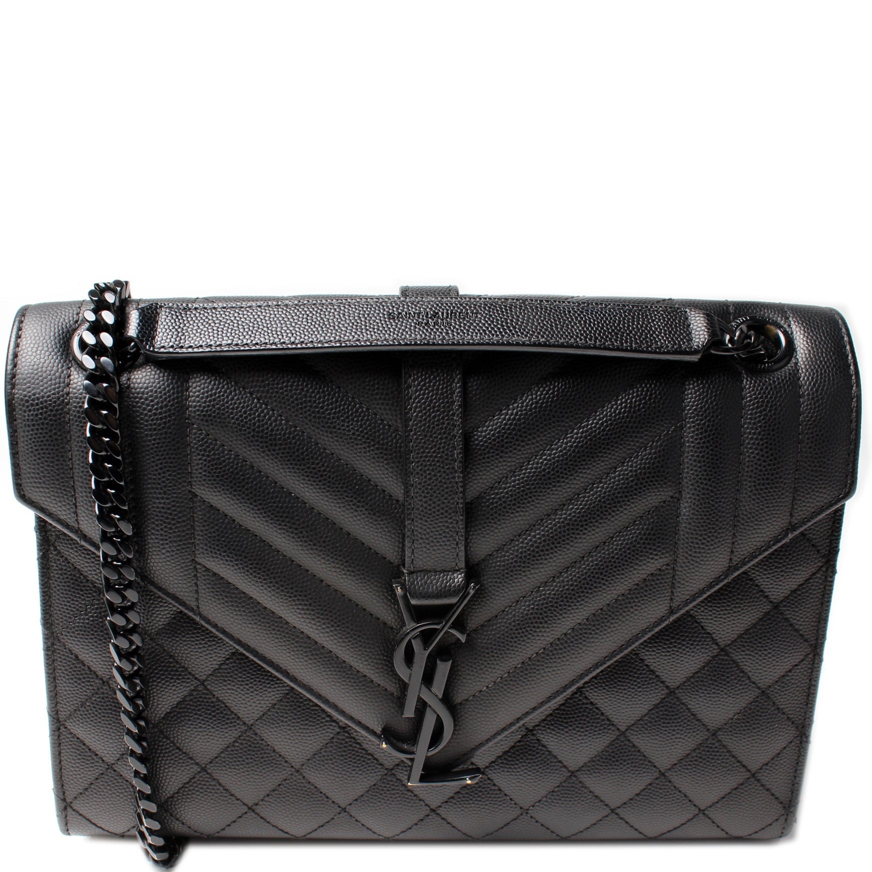 YSL Saint Laurent Grain De Triquilt Satchel Bag Monogram Medium Triquilt Medium Satchel