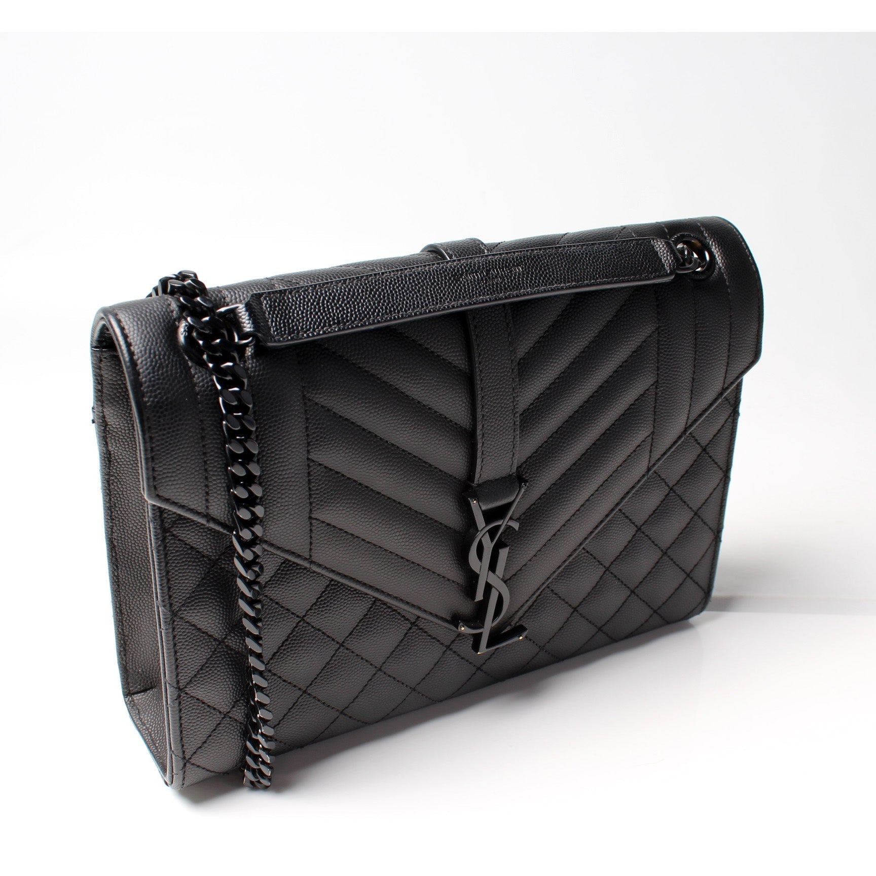 YSL Saint Laurent Grain De Triquilt Satchel Bag Monogram Medium Triquilt Medium Satchel