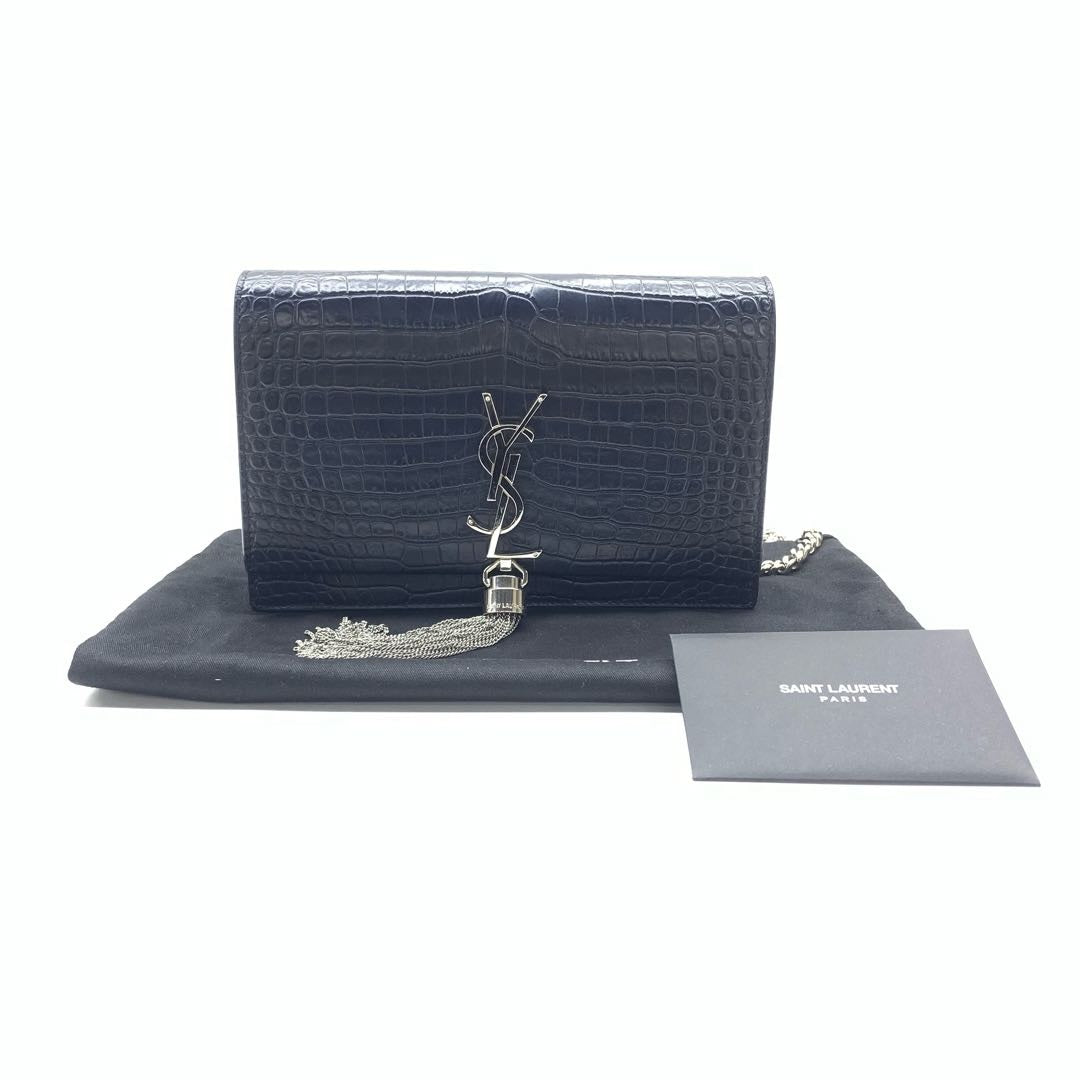 YSL Saint Laurent Kate Shoulder Bag Leather Embossed