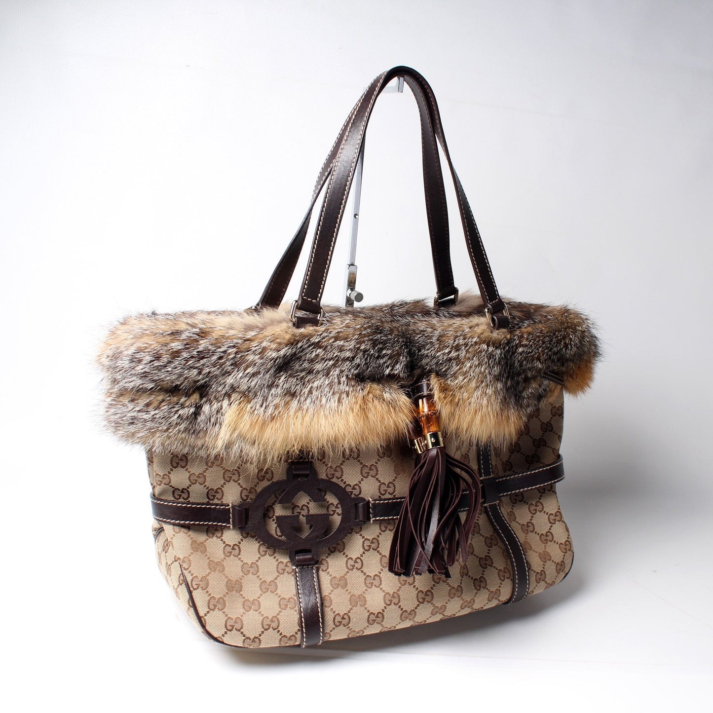 Gucci GG Fur Royal Canvas Tote Bag