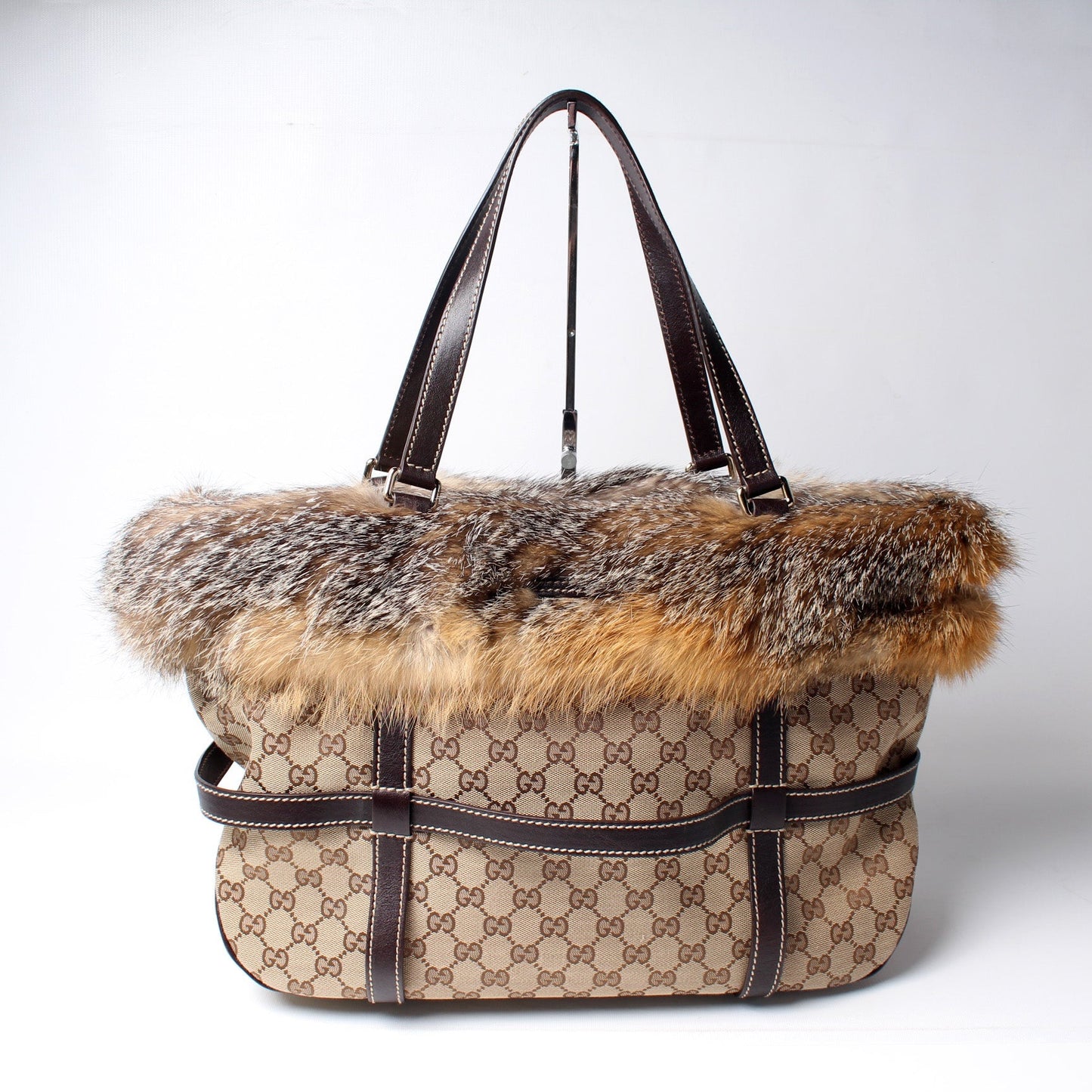 Gucci GG Fur Royal Canvas Tote Bag