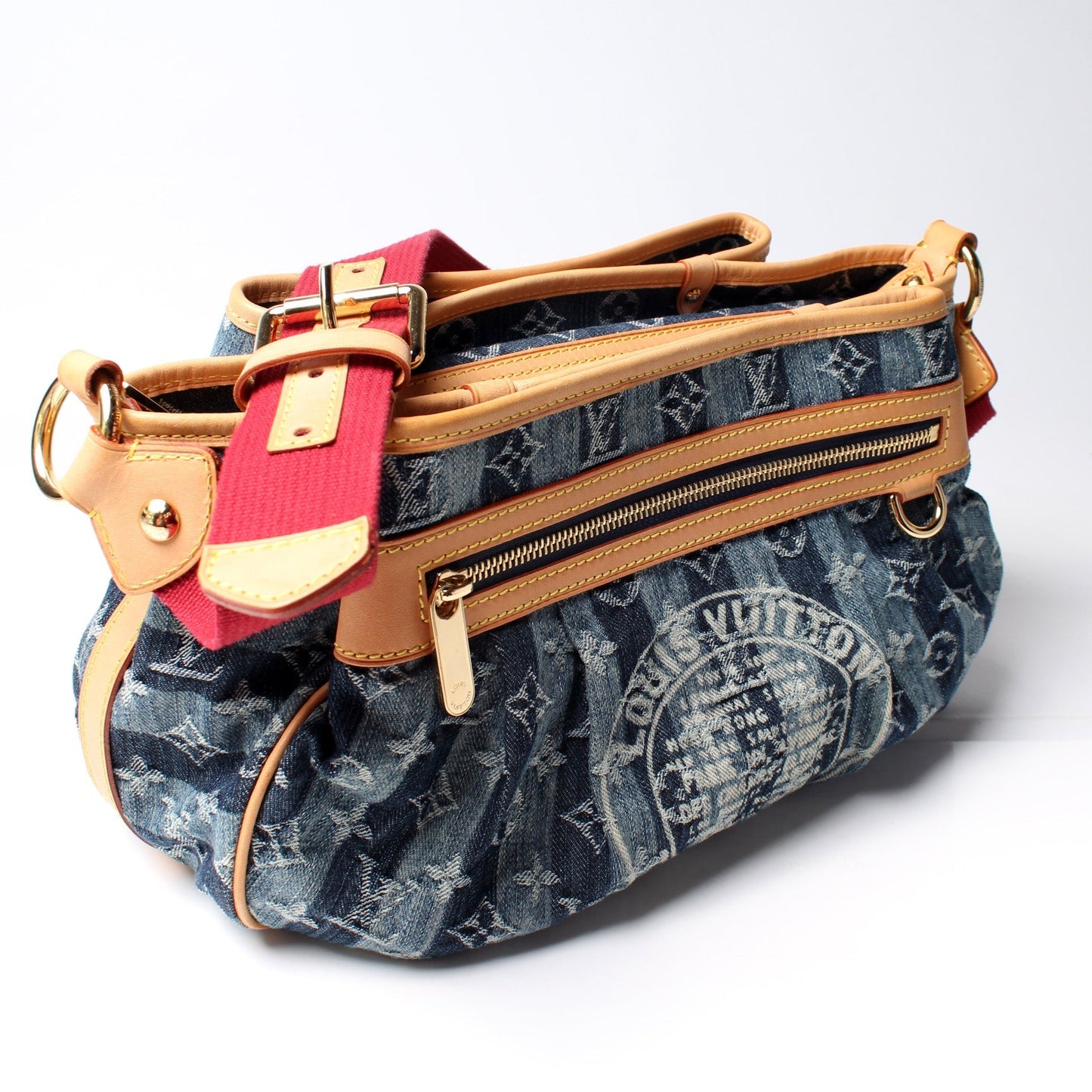 Louis Vuitton Denim Raye Porte Epaule MM Handbag