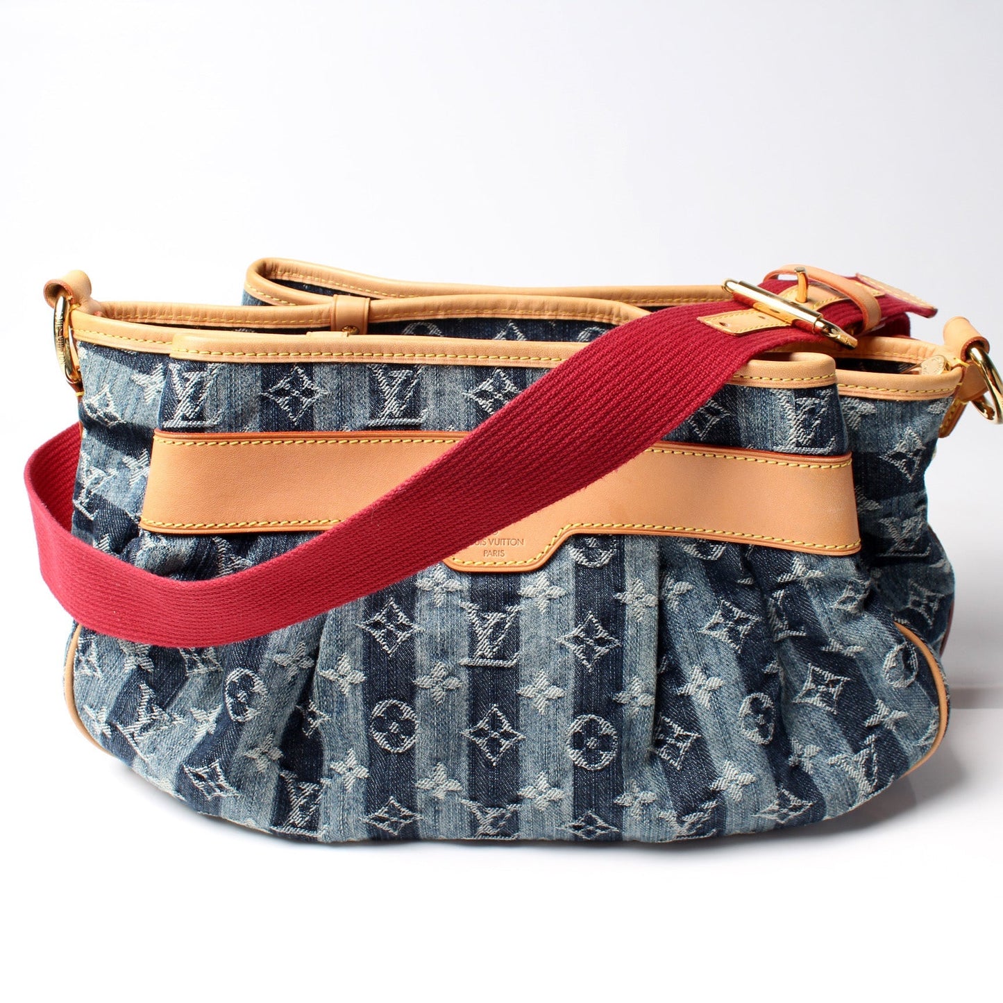 Louis Vuitton Denim Raye Porte Epaule MM Handbag