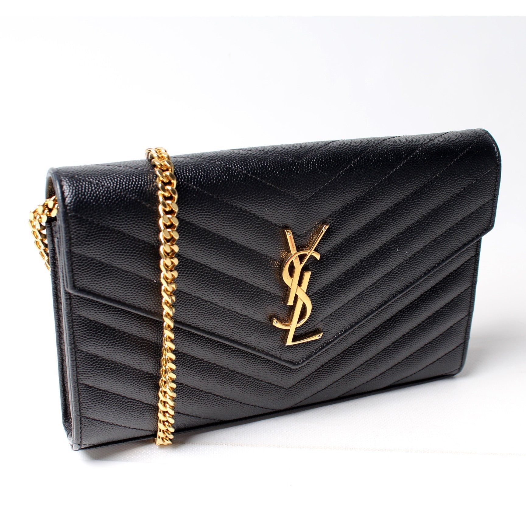 YSL Saint Laurent Grain De Wallet Bag Chain Travel Bag Chain Wallet 7