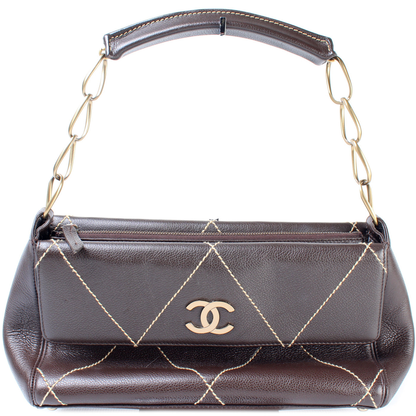 Chanel Surpique Flap Leather Shoulder Bag