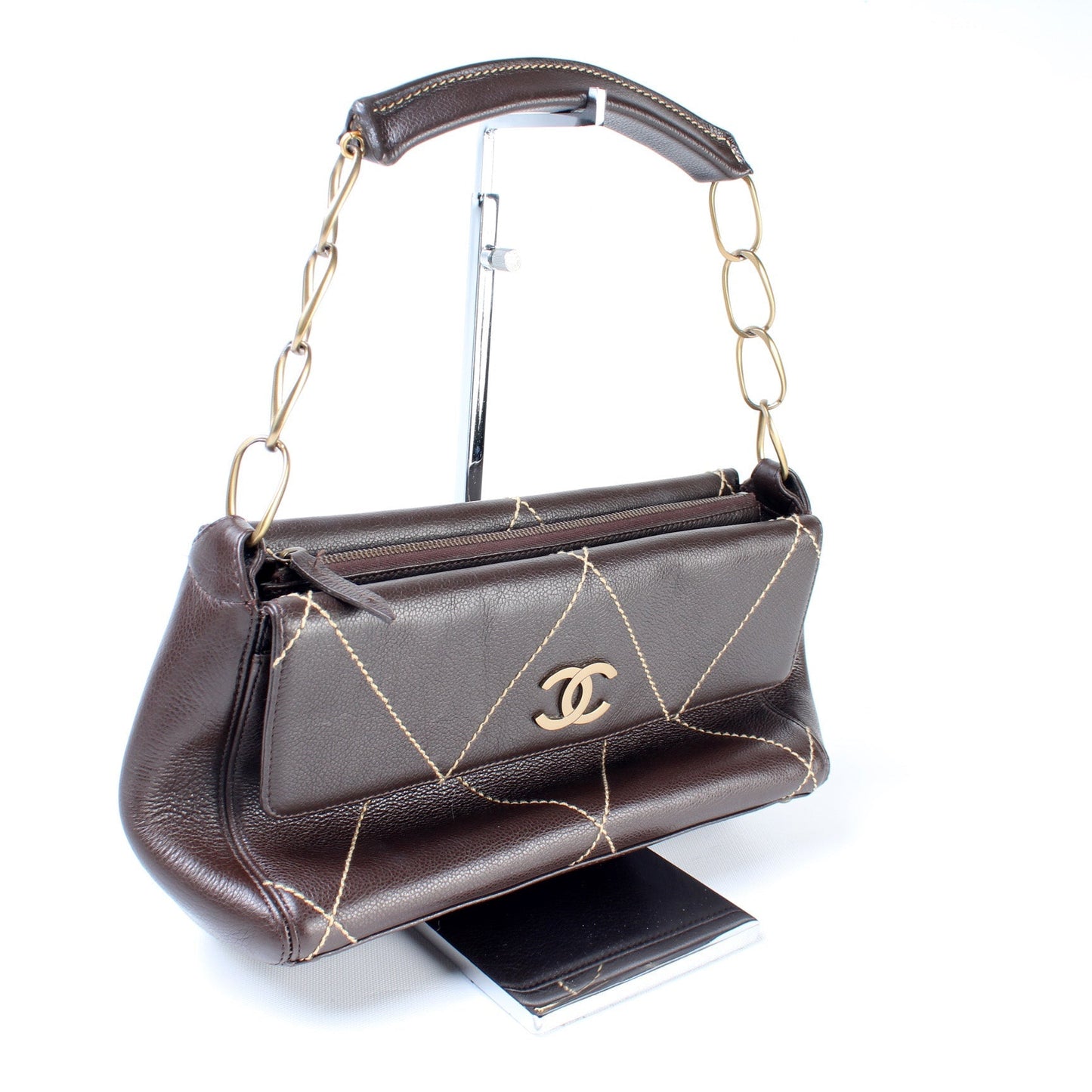 Chanel Surpique Flap Leather Shoulder Bag