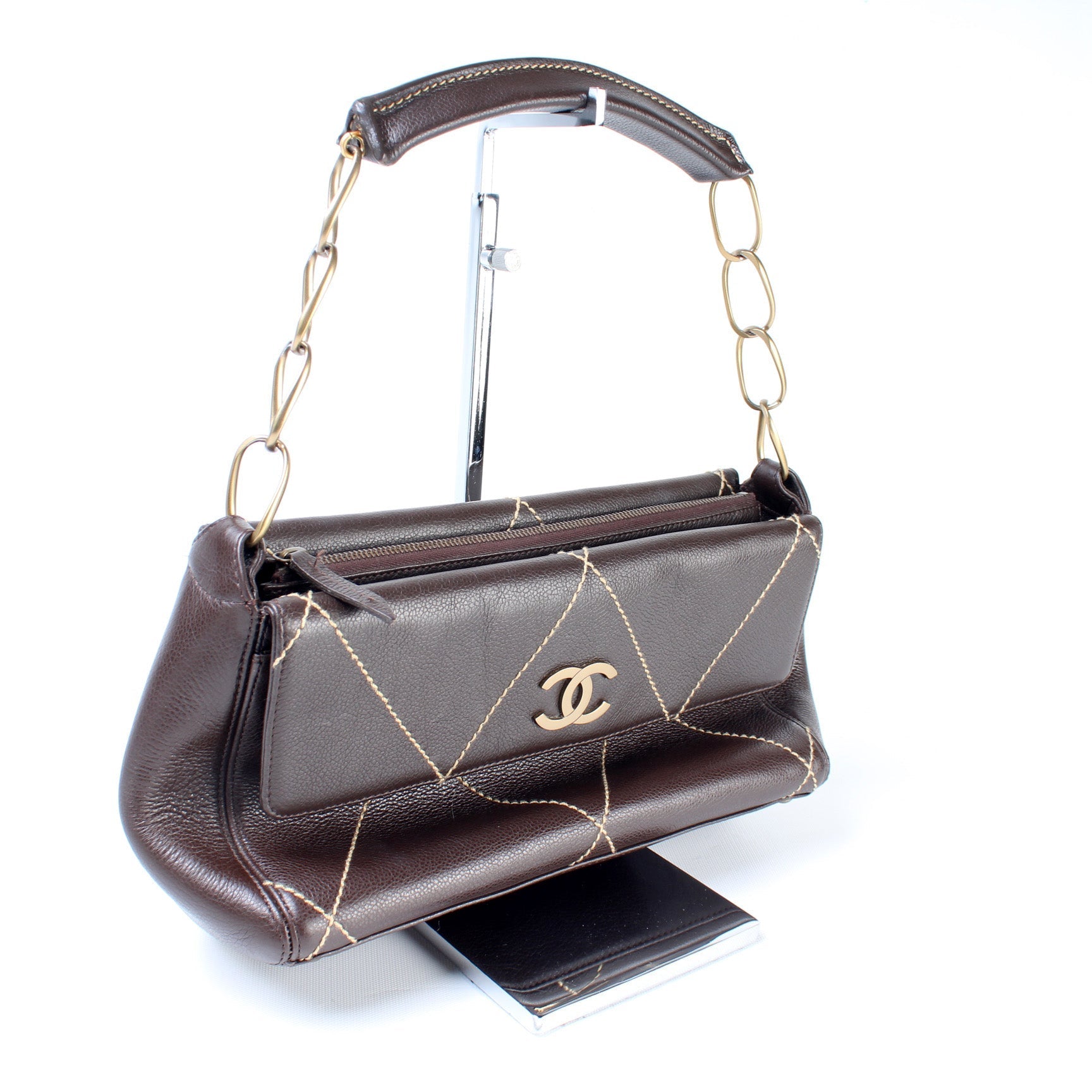Chanel Surpique Flap Leather Shoulder Bag
