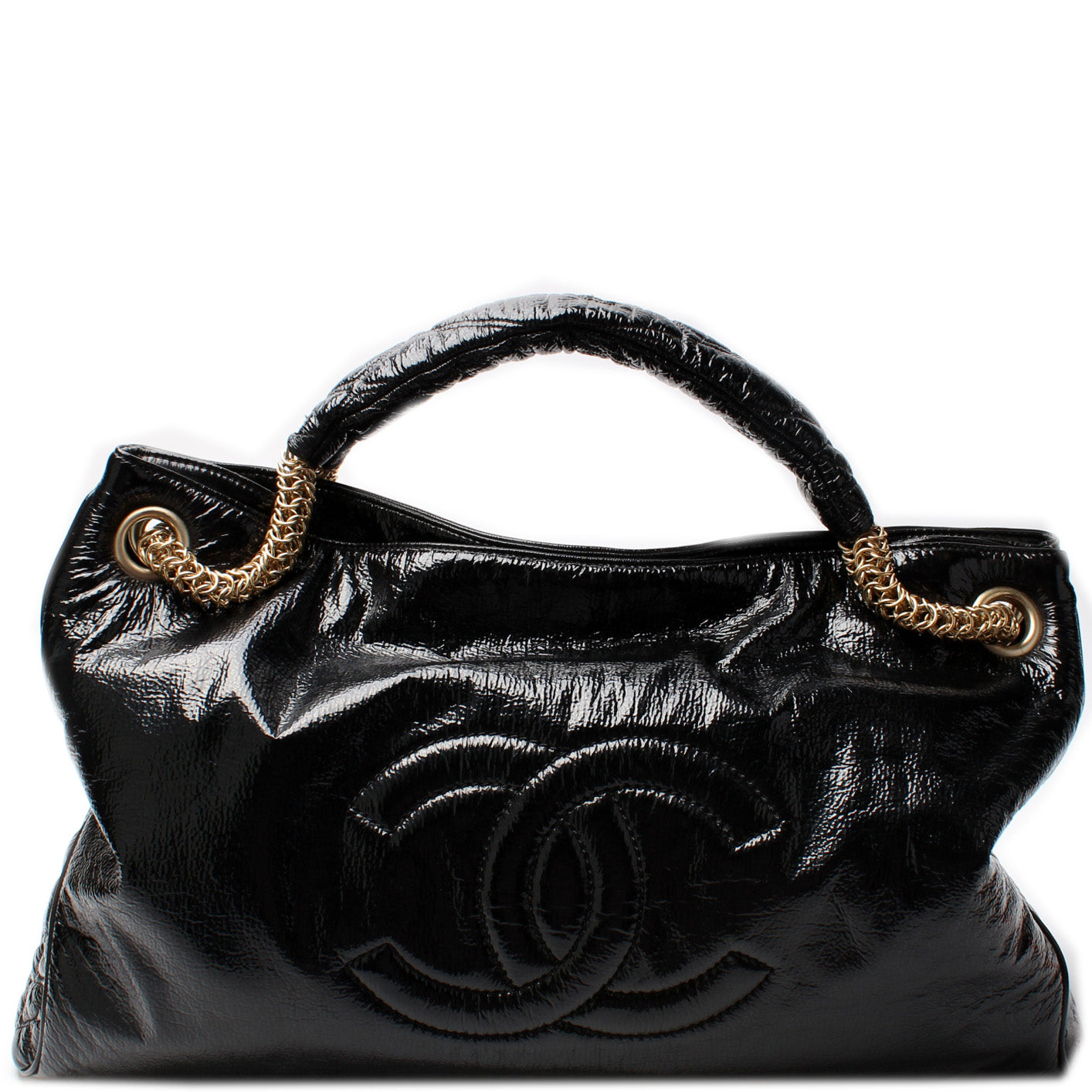 Chanel Patent Rock Hobo Leather Shoulder Bag
