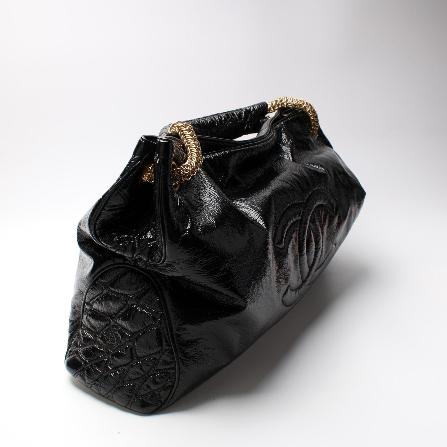 Chanel Patent Rock Hobo Leather Shoulder Bag