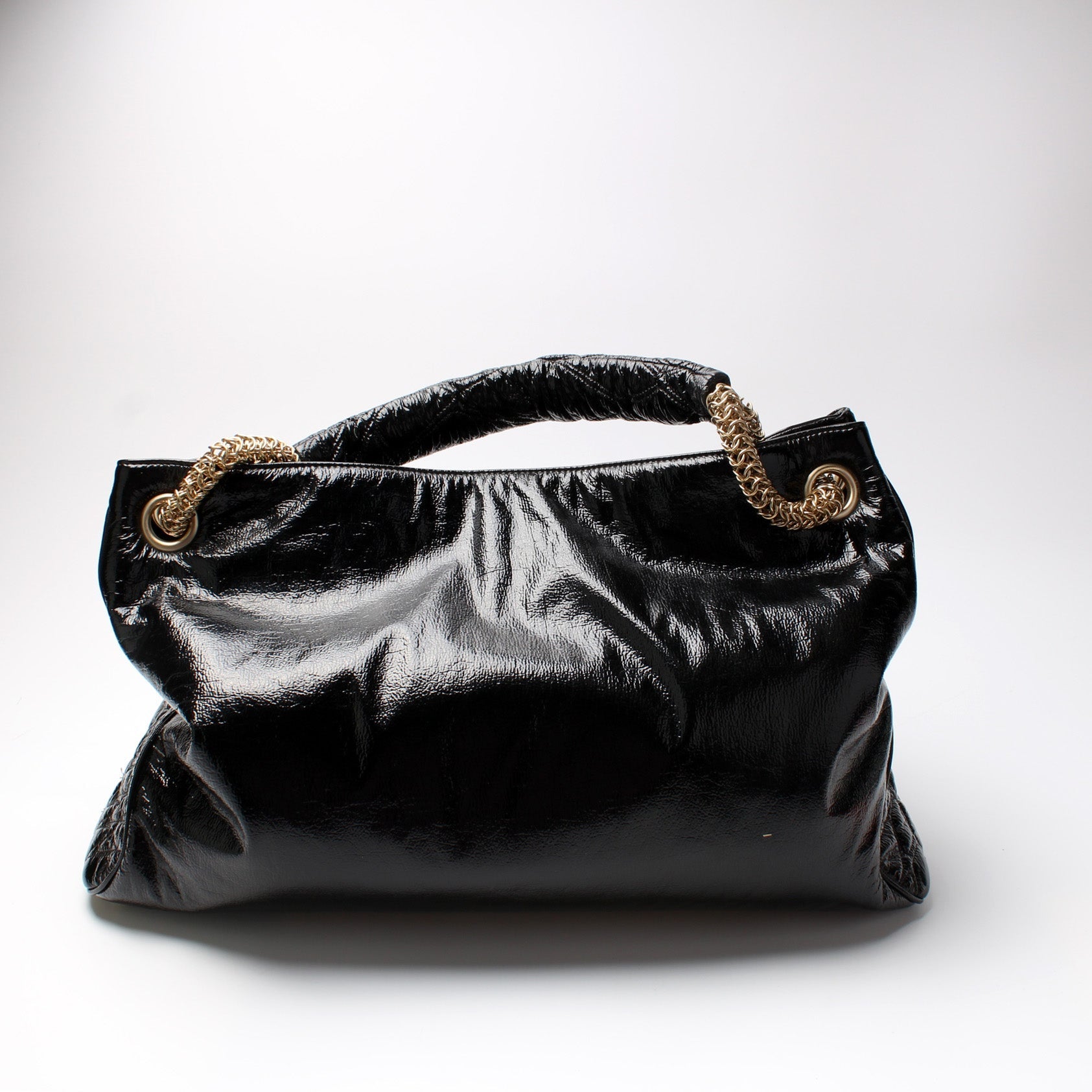 Chanel Patent Rock Hobo Leather Shoulder Bag