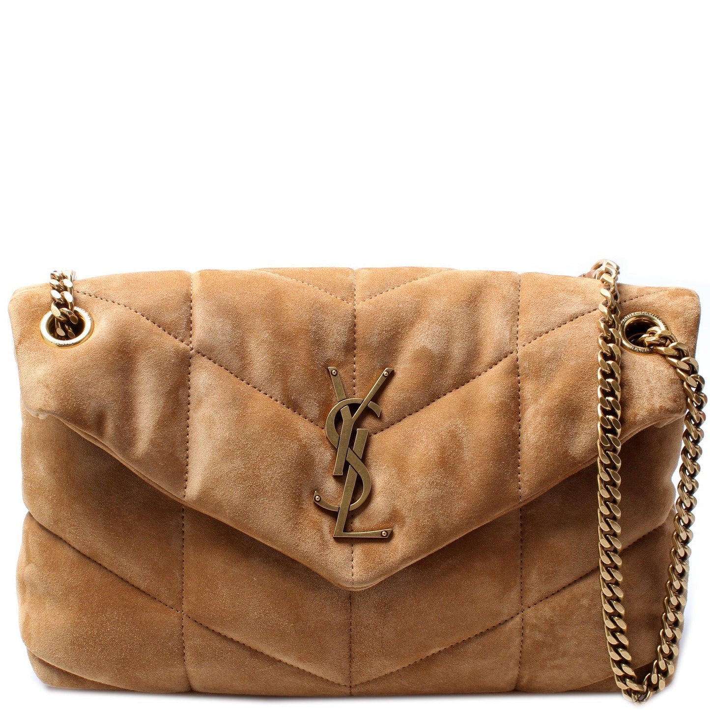 YSL Saint Laurent Puffer Bag Suede Quilted Small Travel Bag