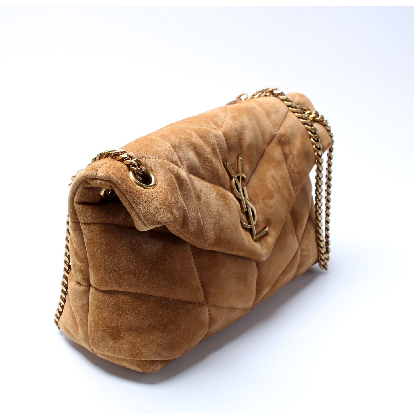 YSL Saint Laurent Puffer Bag Suede Quilted Small Travel Bag